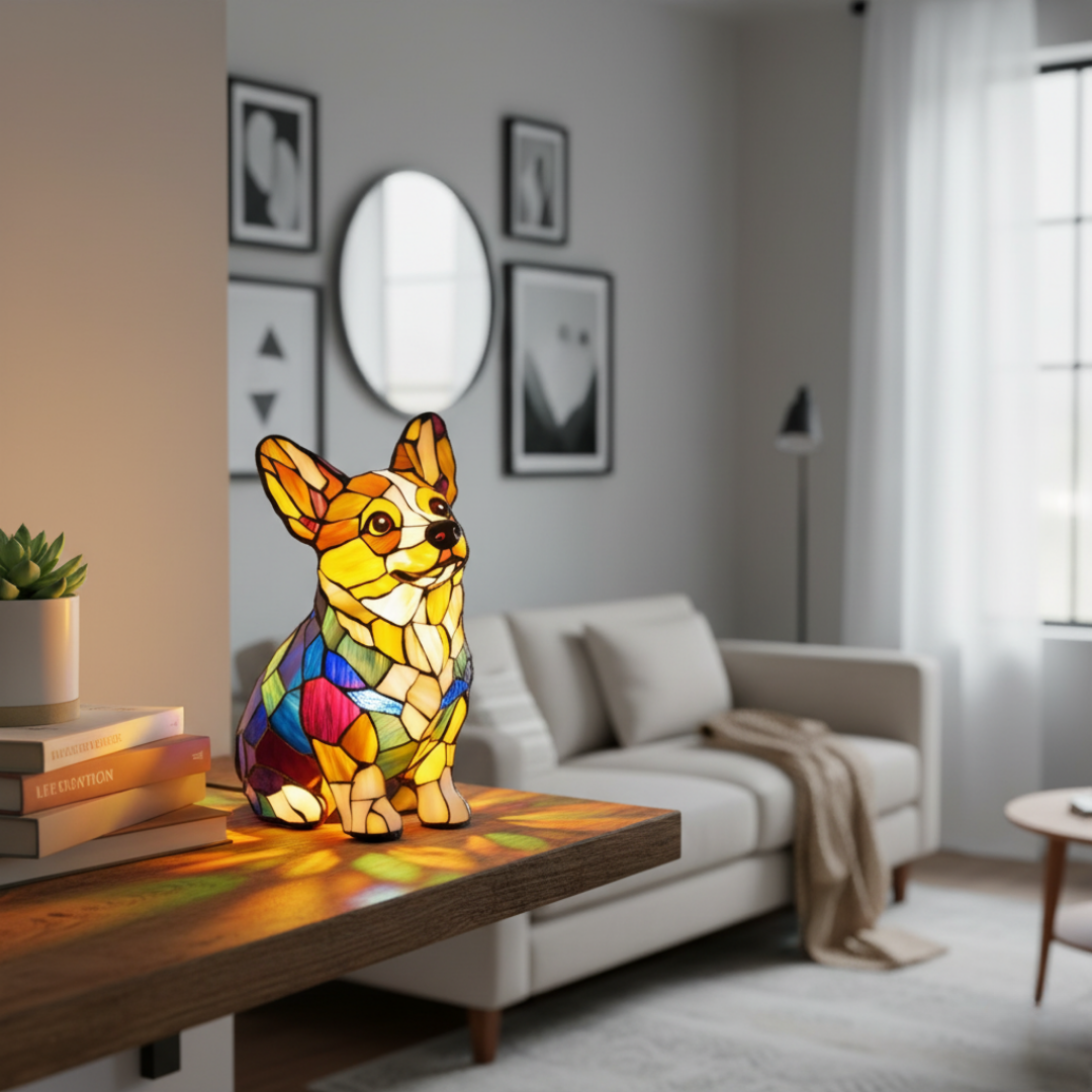 Handgefertigte Lampe – Anmutiger Corgi des ewigen Glanzes für ein gemütliches Zuhause