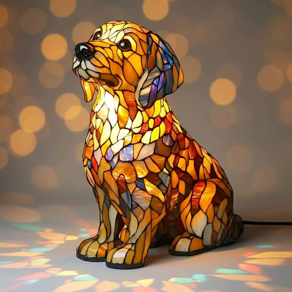 Lampe Artisanale – Aurore – Golden Retriever Lumineux