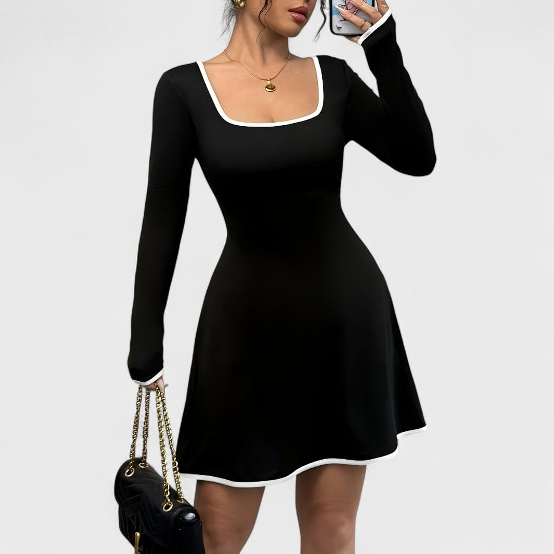 Antonia - Robe Élégante Ligne A à Manches Longues