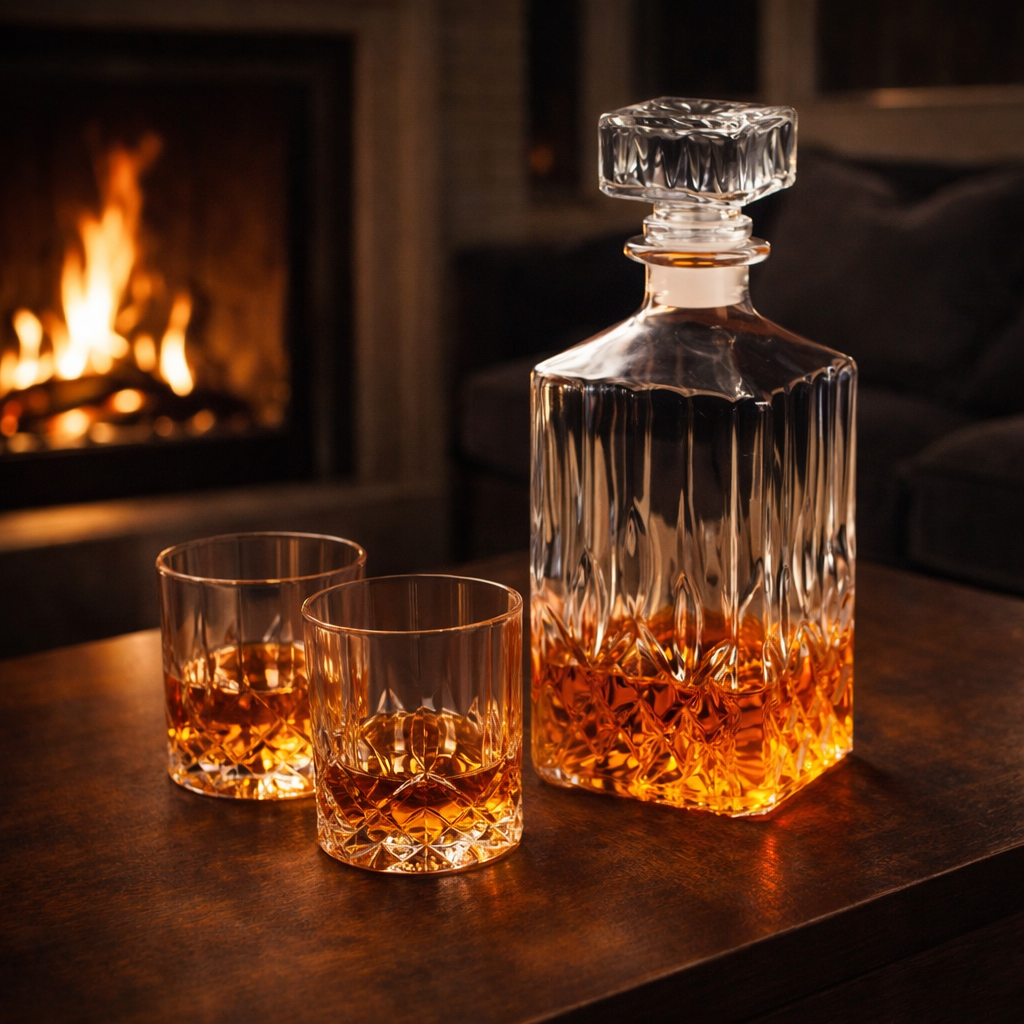 Whisky-Flasche und Gläser-Set