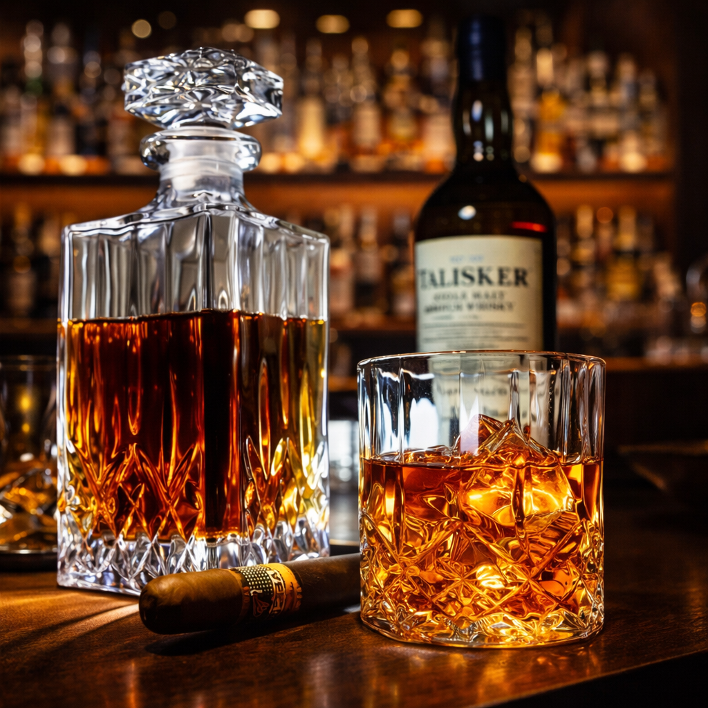Whisky-Flasche und Gläser-Set