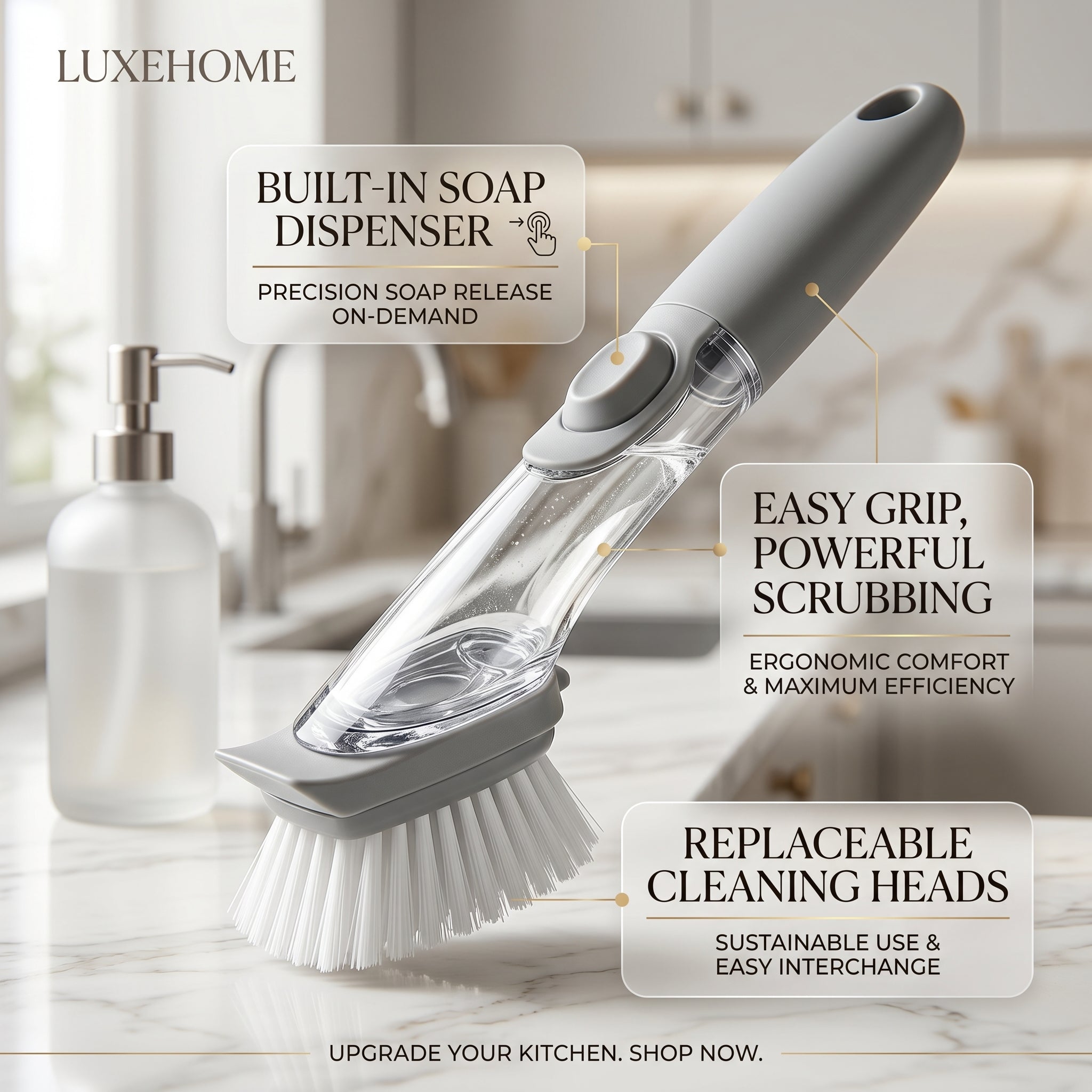 Aurevia™ Soap Dispensing Cleaning Brush