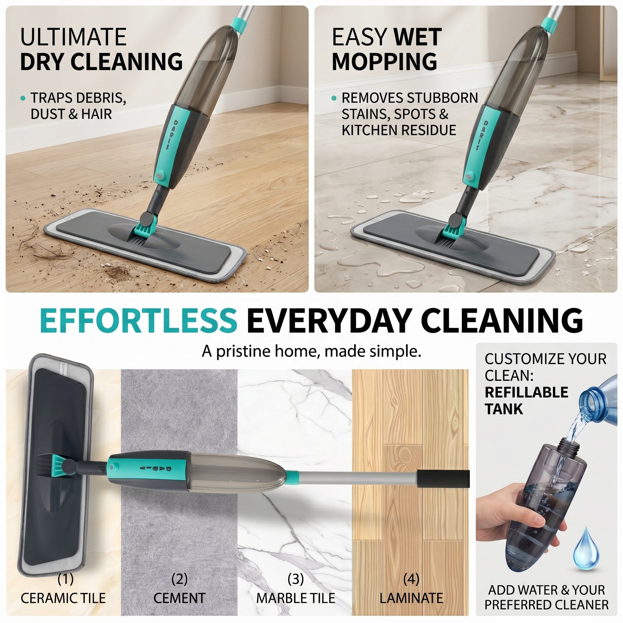 AquaSweep™ Microfiber Spray Mop