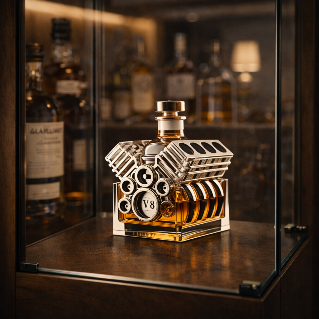 Bouteille de Whisky 'Moteur' - L'Élégance de la Vitesse