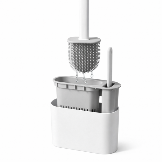 PureFlow™ Silicone Toilet Brush & Self-Draining Holder System