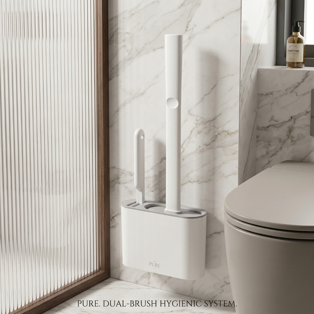 PureFlow™ Silicone Toilet Brush & Self-Draining Holder System
