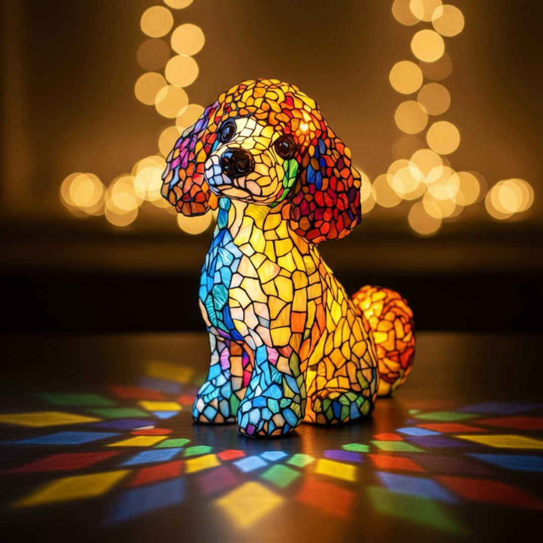 Lampe artisanale – Aurora le caniche à la lueur éternellement douce