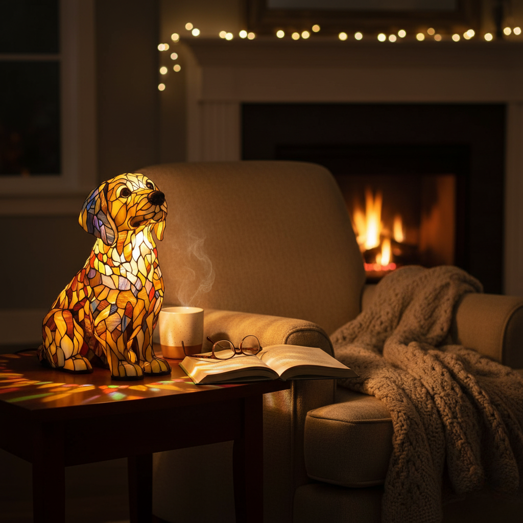 Handgefertigte Lampe – Strahlender Begleiter Golden Retriever