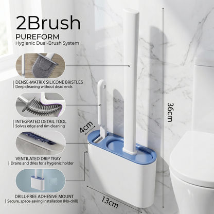 PureFlow™ Silicone Toilet Brush & Self-Draining Holder System