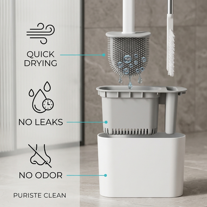 PureFlow™ Silicone Toilet Brush & Self-Draining Holder System
