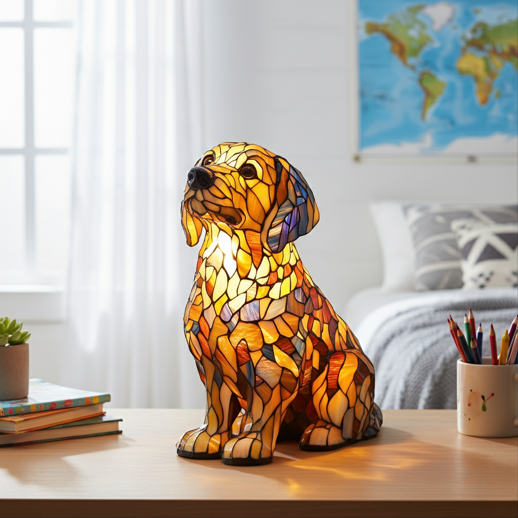 Handgefertigte Lampe – Strahlender Begleiter Golden Retriever