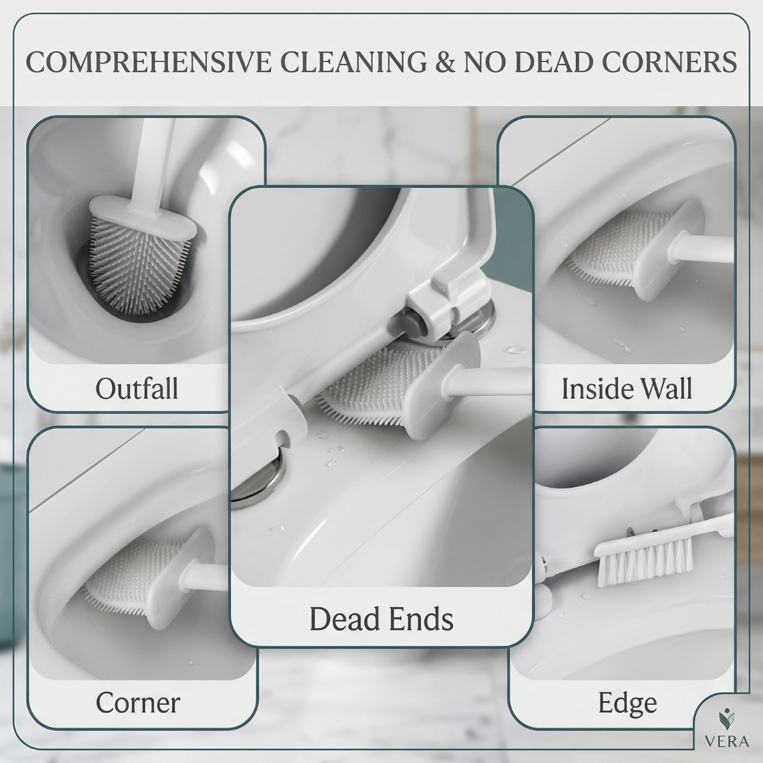 PureFlow™ Silicone Toilet Brush & Self-Draining Holder System