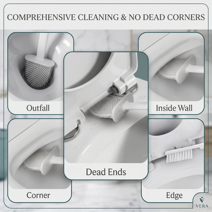 PureFlow™ Silicone Toilet Brush & Self-Draining Holder System